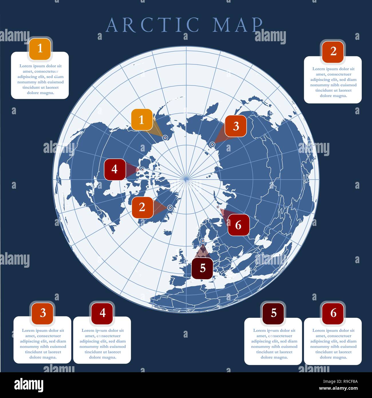 Antarctida, Antarktis region Karte der Region um den Südpol der Erde Stock Vektor