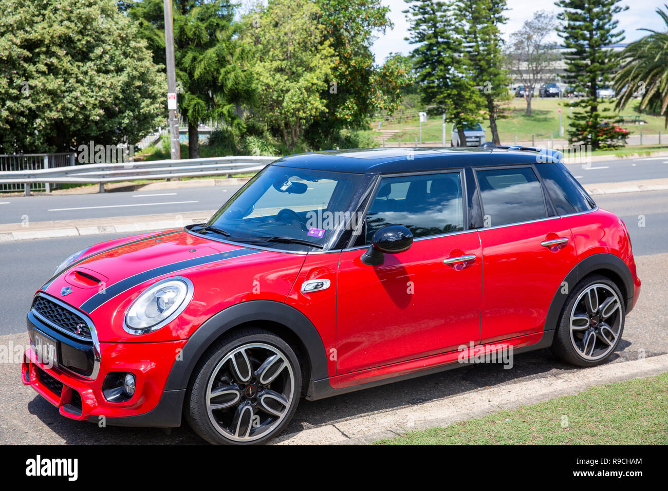Red Mini Cooper S Motor Auto in Sydney, Australien Stockfoto