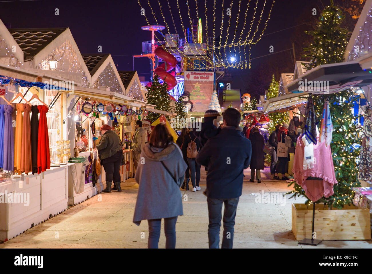 2018 Weihnachtsmarkt in La Défense, Paris, Frankreich Stockfoto