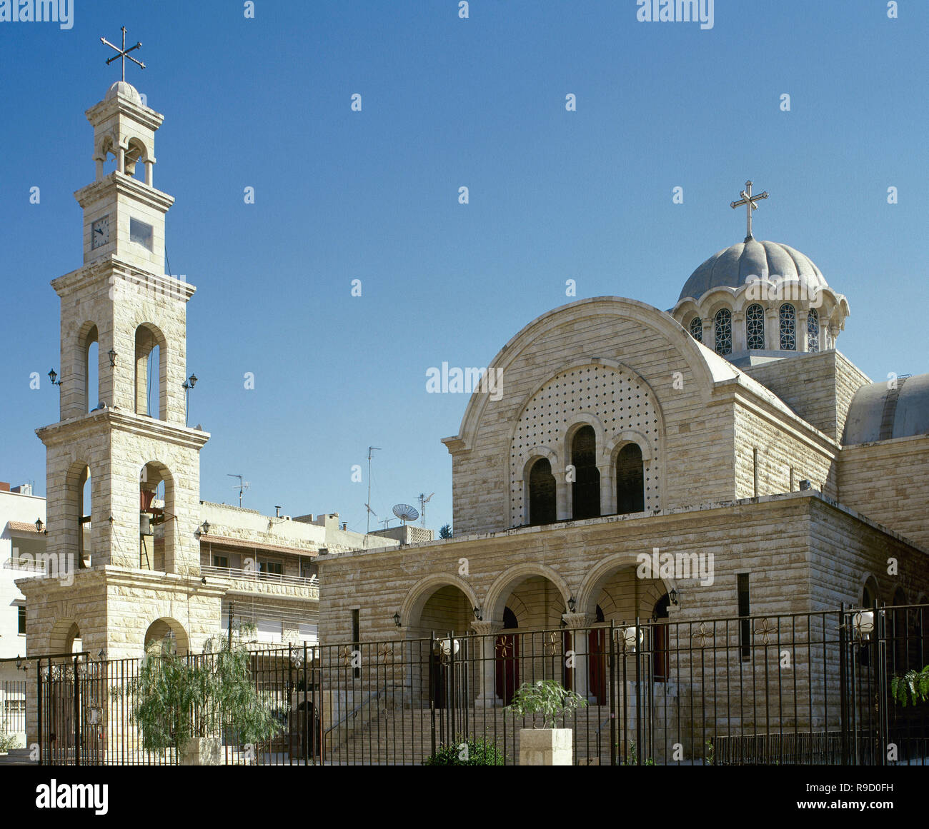 Arabische Republik Syrien. Hama. Allgemeine Ansicht der orthodoxen Kirche. Distrit von al-Madina. Foto vor dem syrischen Bürgerkrieg. Stockfoto