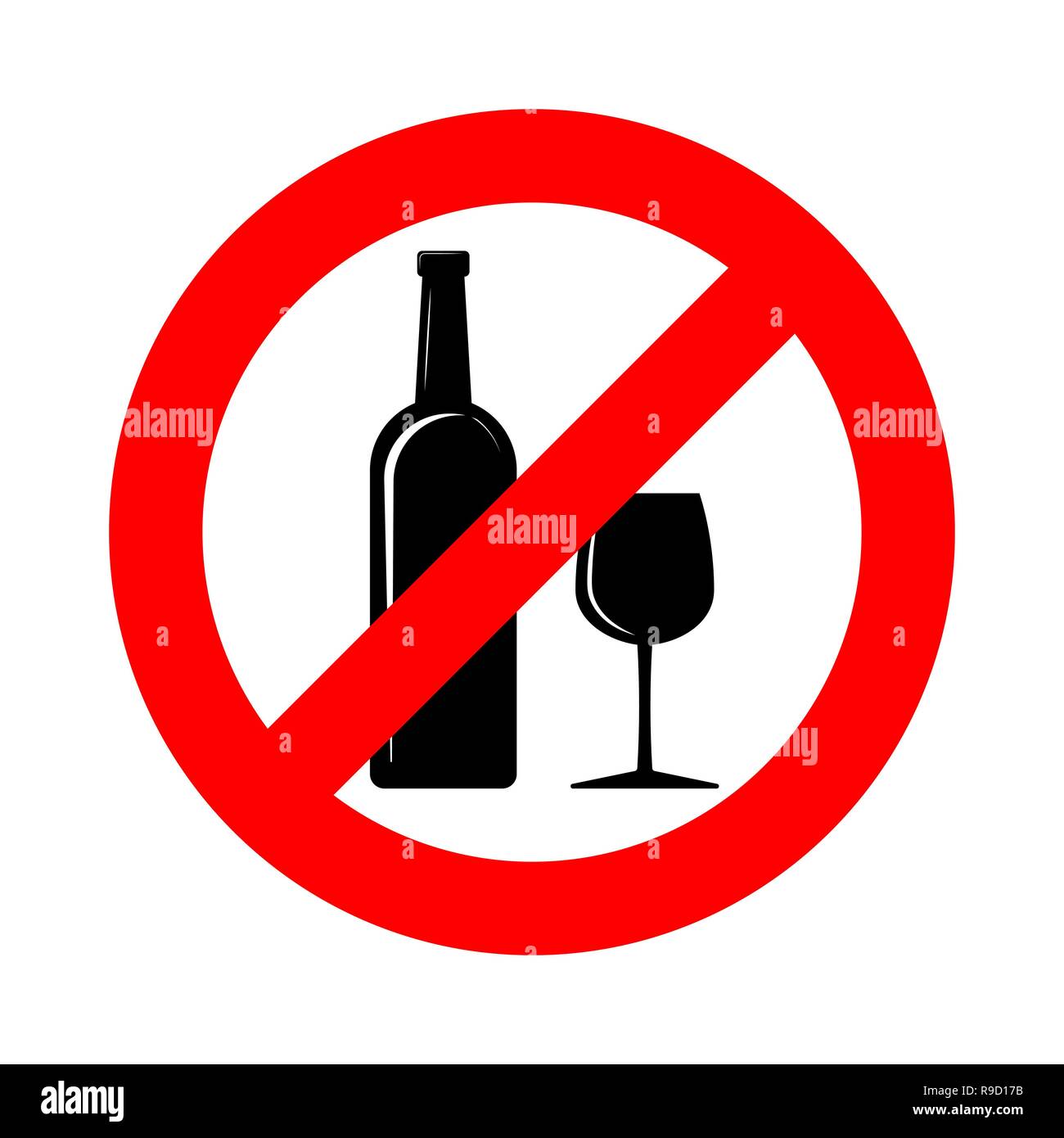 Kein Alkohol unterzeichnen. Vector Illustration. Verbotsschild für