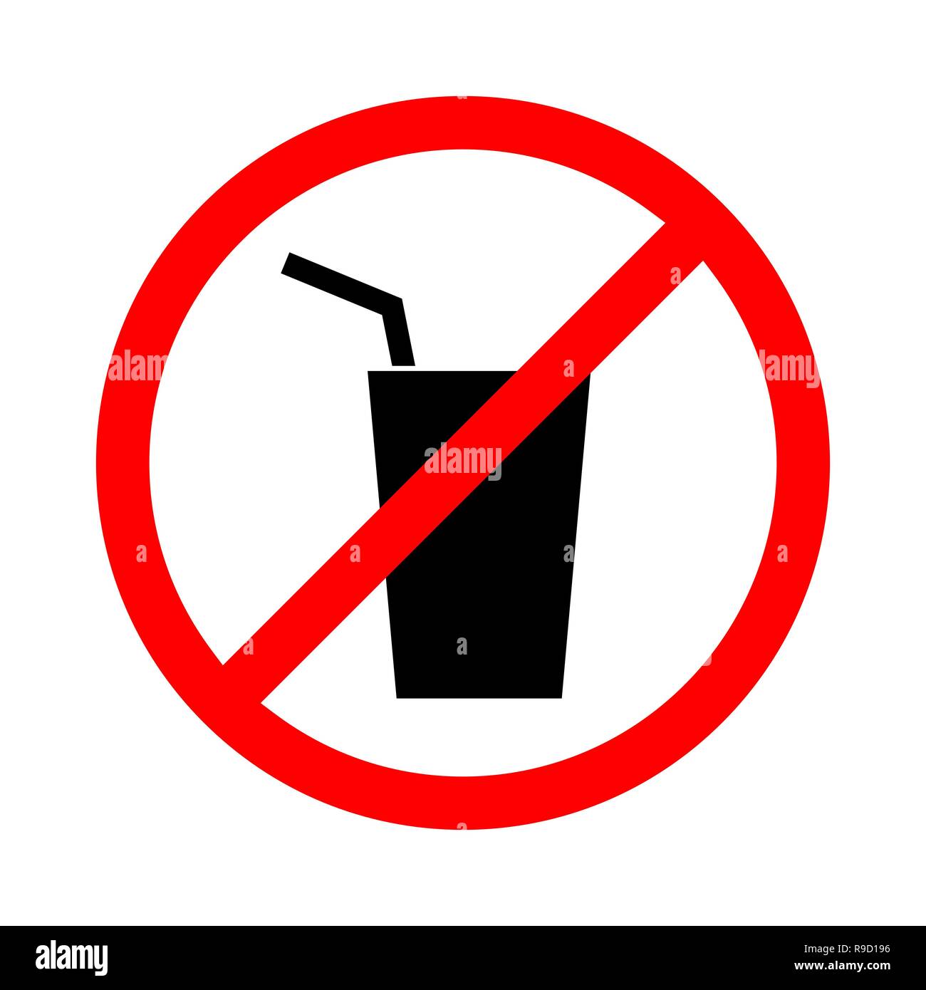 Kein Getränk unterschreiben. Vector Illustration. Verbotsschild für Trinkwasser. Stock Vektor