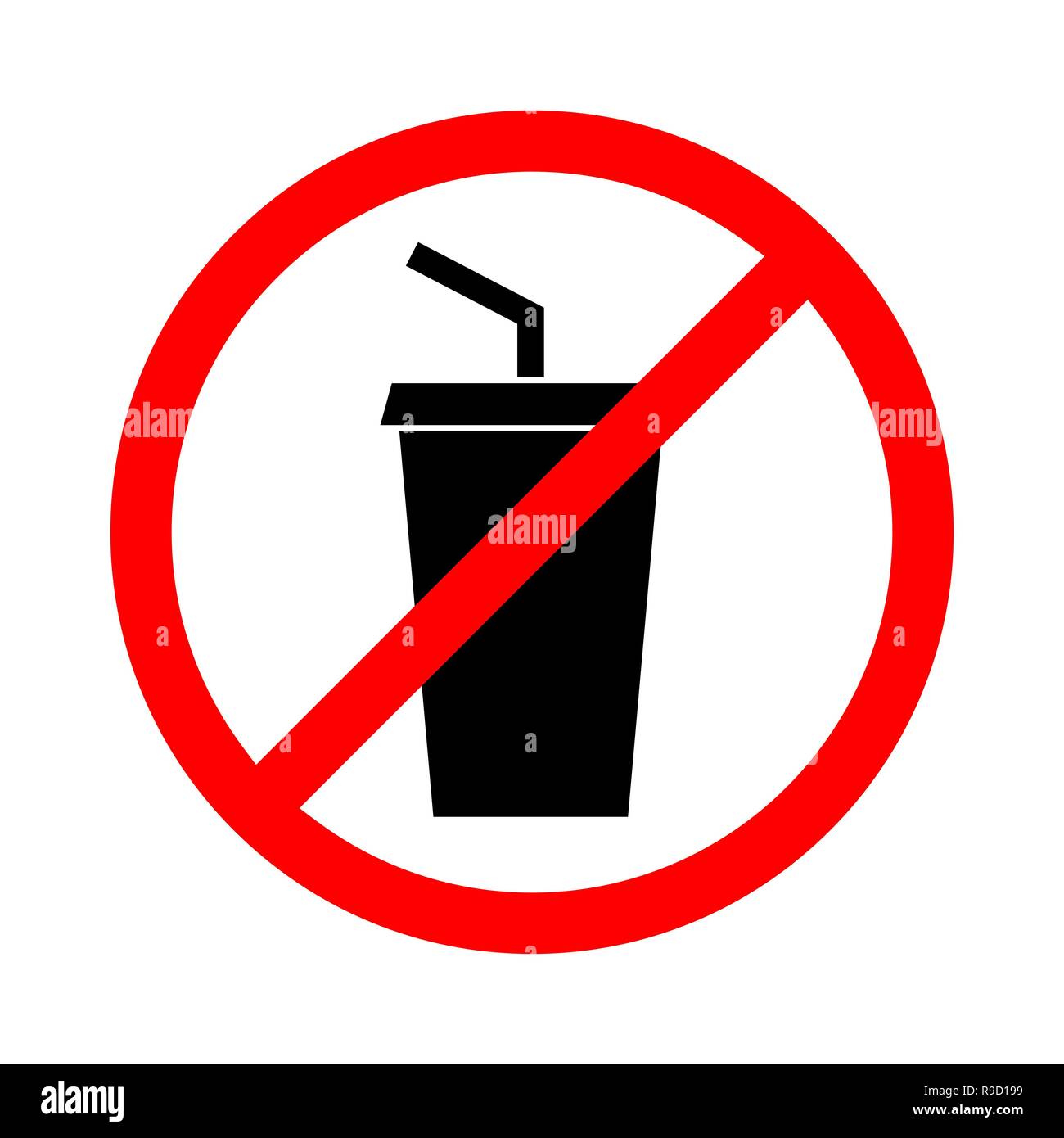 Kein Getränk unterschreiben. Vector Illustration. Verbotsschild für Trinkwasser. Stock Vektor