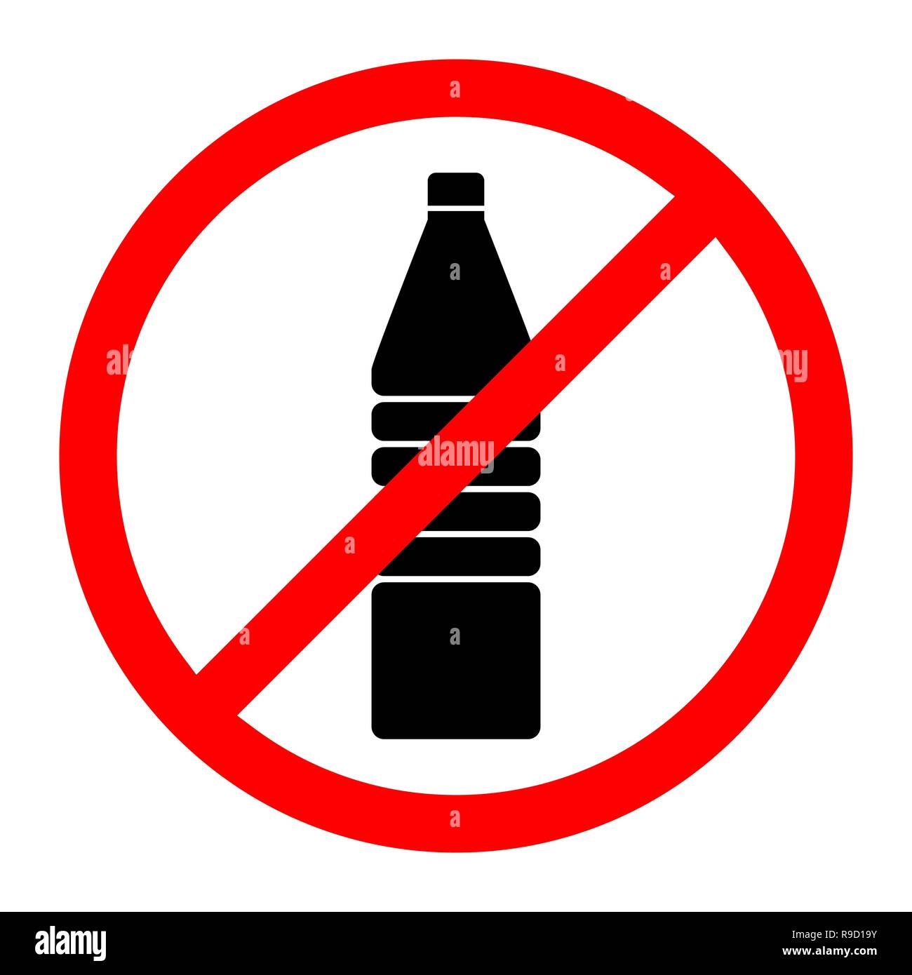 Keine Trinkflasche unterzeichnen. Vector Illustration. Getränke sind verboten. Stock Vektor