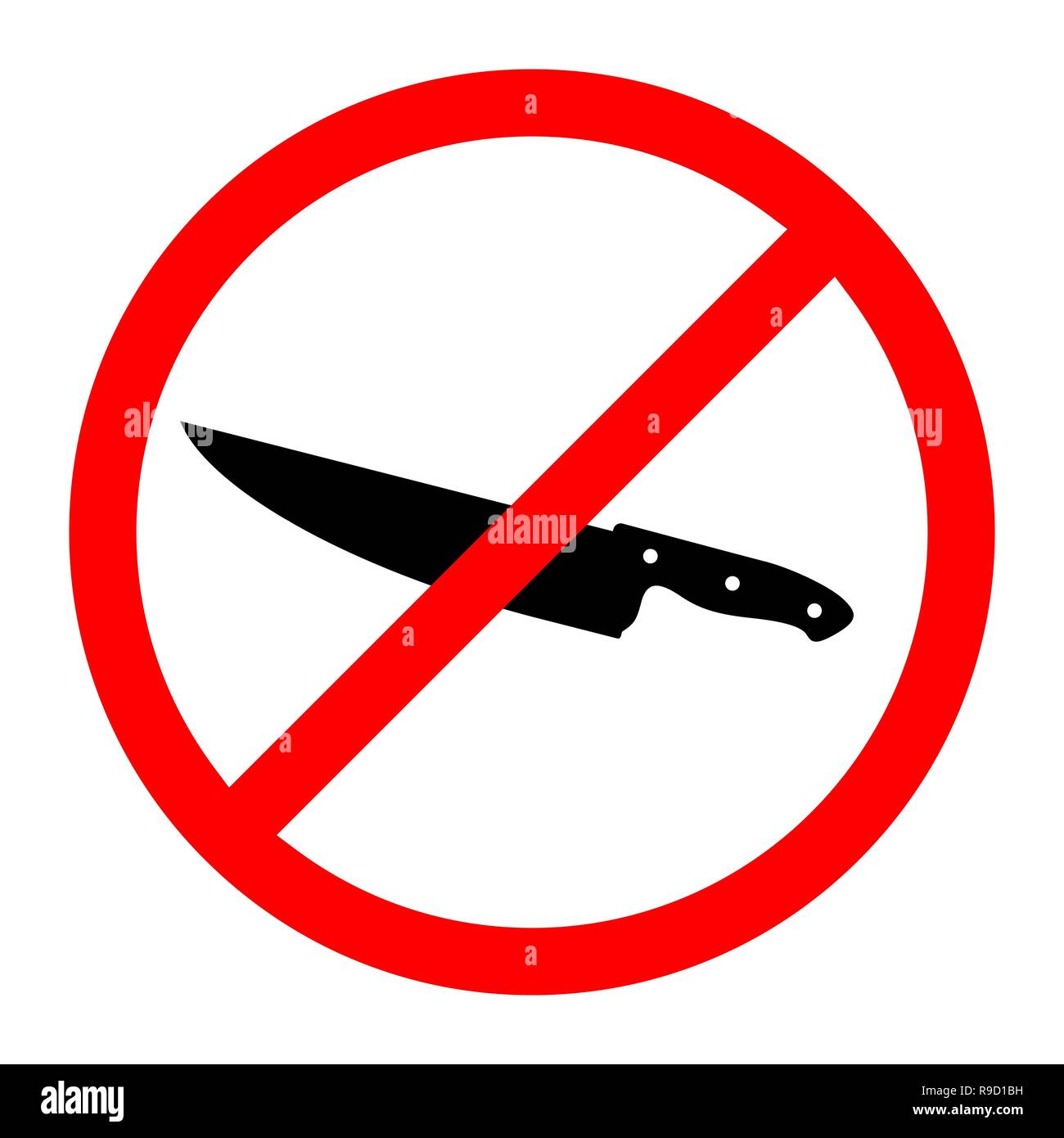 Kein Messer unterzeichnen. Vector Illustration. Keine Waffe Zeichen Stock Vektor