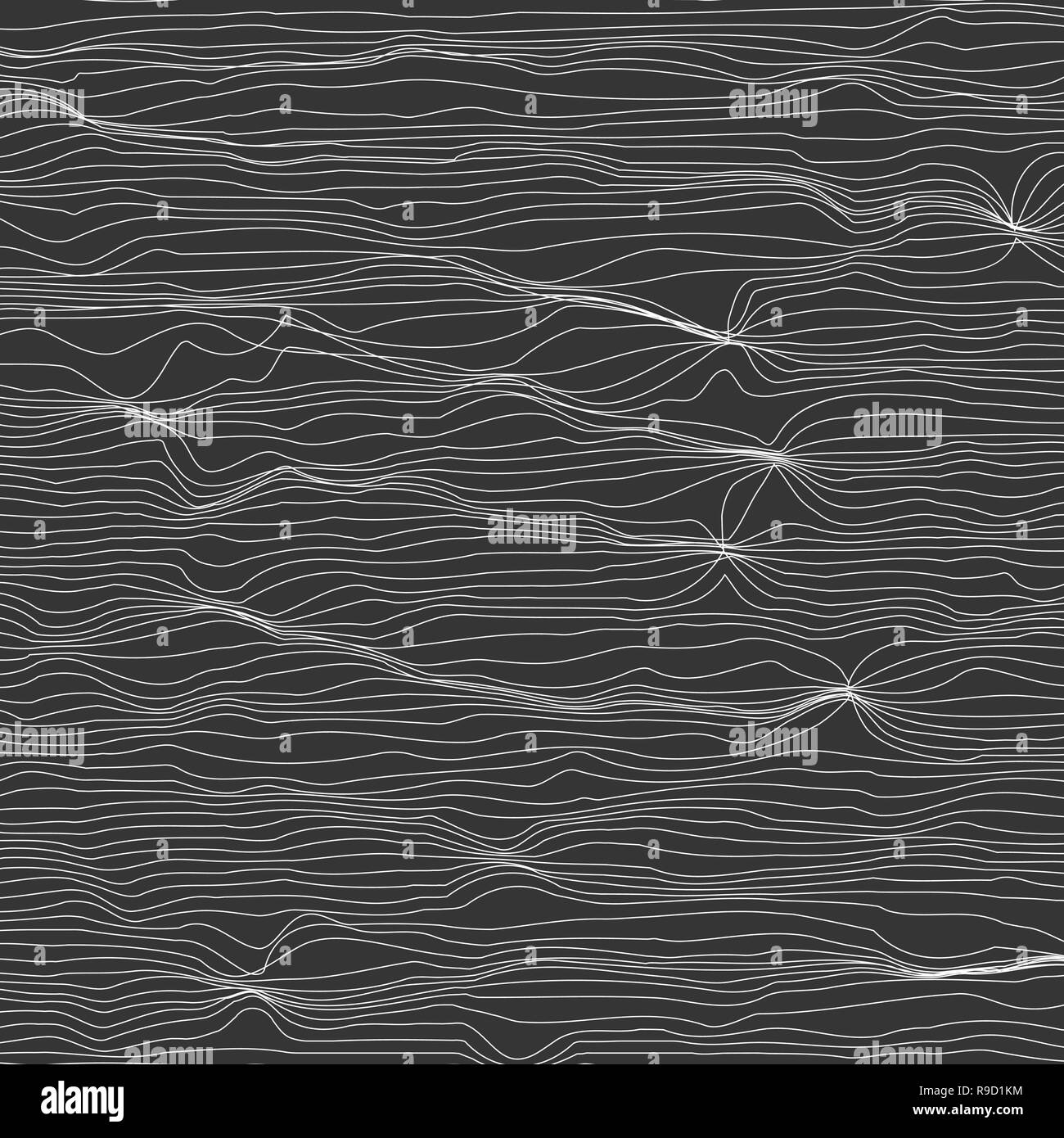 Zusammenfassung Hintergrund und mit gestreiften chaotischen Wellen. Vector Illustration. Monochromen Hintergrund Stock Vektor