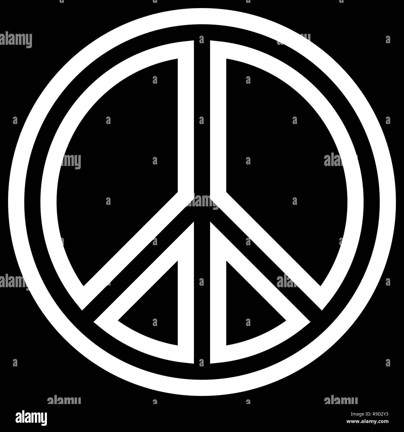 Peace Symbol - weiß einfach umrissen, isoliert - Vector Illustration Stock Vektor