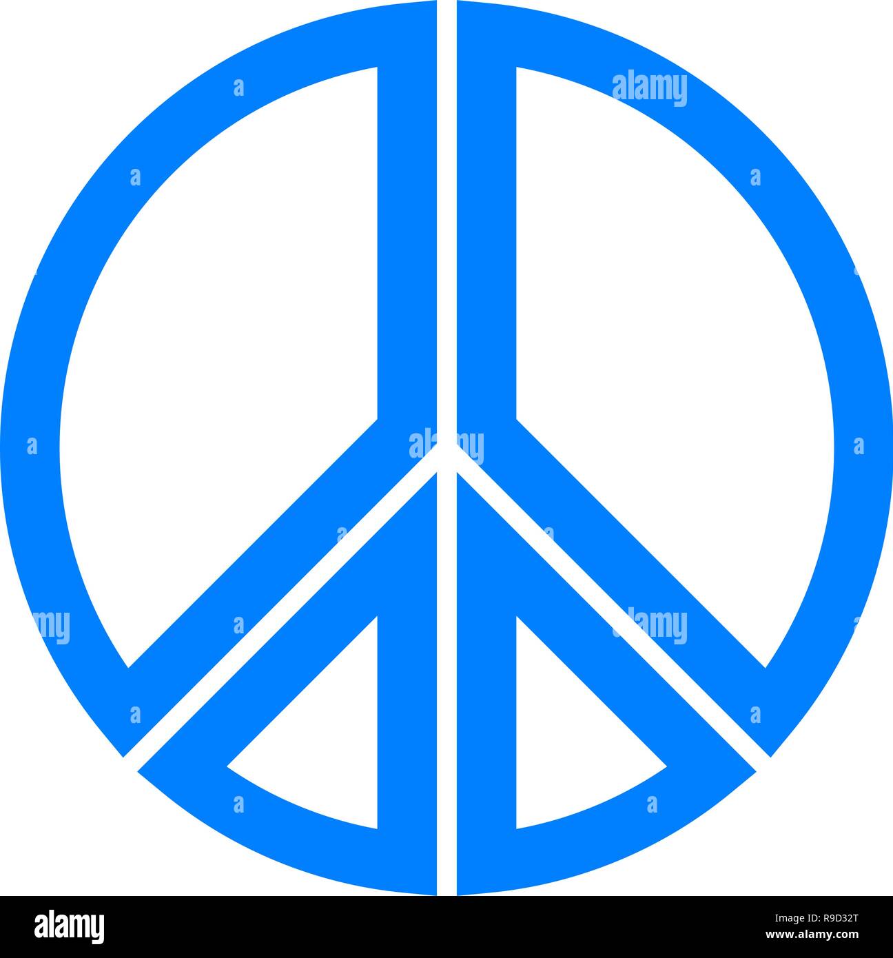 Peace Symbol - blau Einfache, segmentierte skizzierten Formen, isoliert - Vector Illustration Stock Vektor