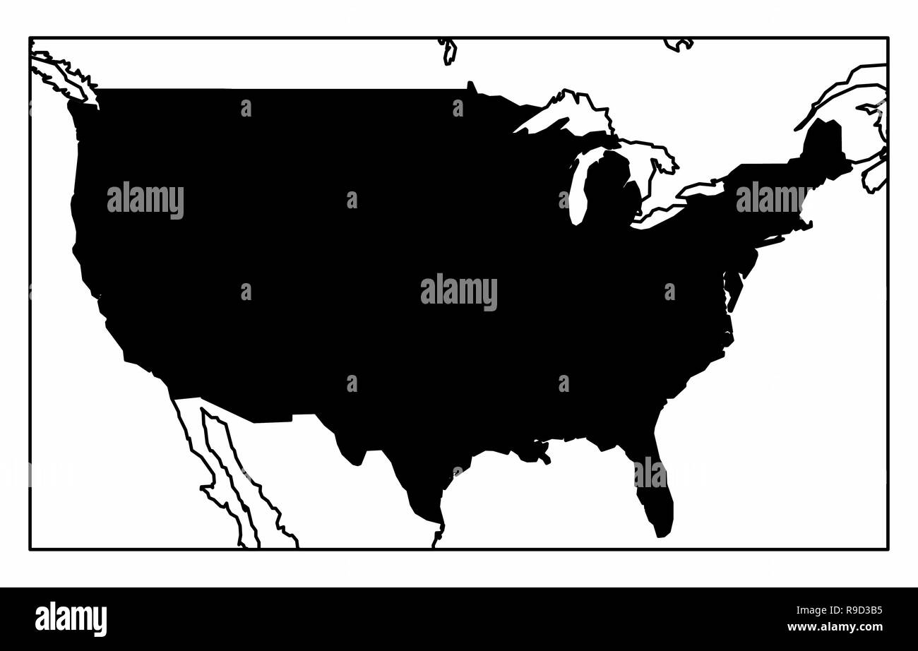 Eine vereinfachte Karte der USA in der Region Nordamerika Stock Vektor