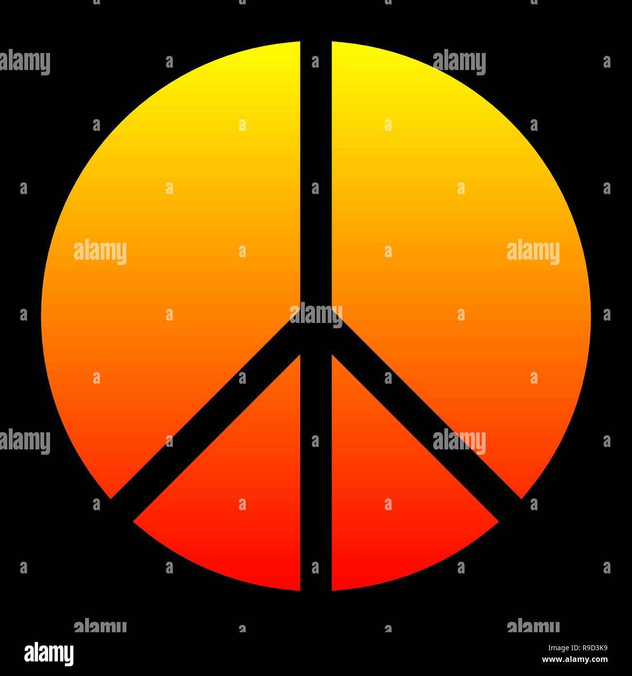 Peace Symbol - gelb orange rot einfache Gradient, warmes Licht, segmentierte Formen, isoliert - Vector Illustration Stock Vektor
