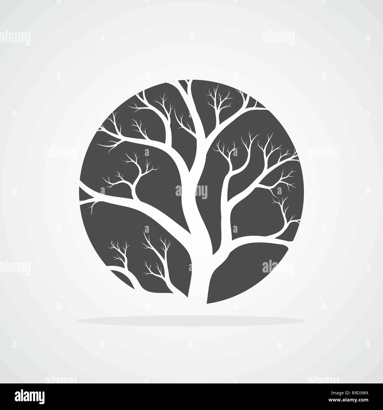 Grau Baum runden Symbol in flacher Ausführung. Vector Illustration. Abstrakte Struktur in der Form eines Kreises, isoliert Stock Vektor