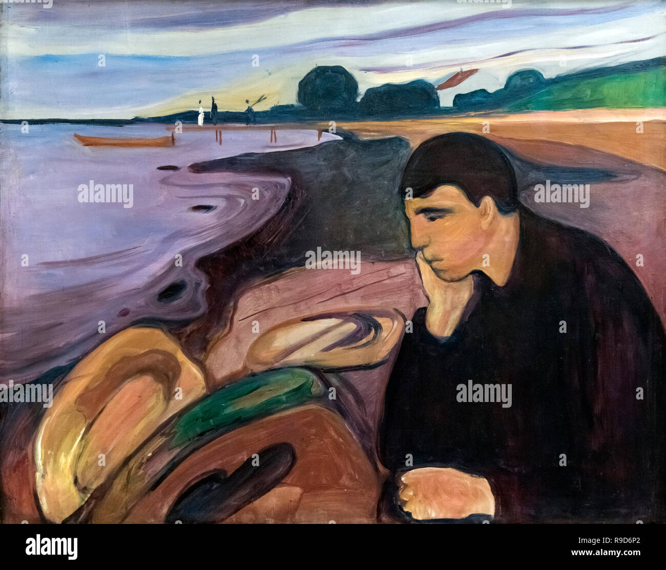 Melancholie von Edvard Munch (1863-1944), Öl auf Leinwand, 1894-6 Stockfoto