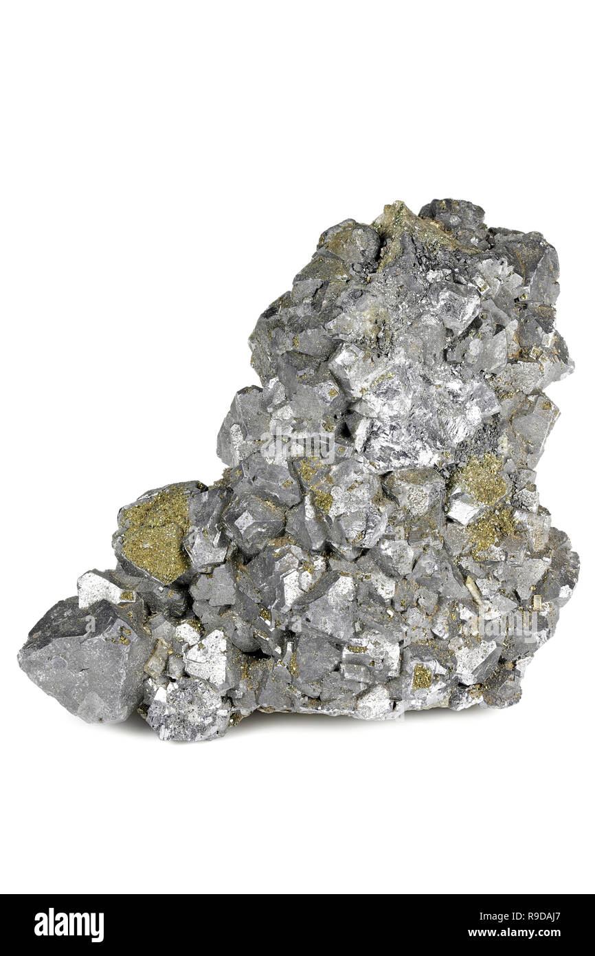 Galena (Leitung Blick) von Olkusz, Polen isoliert auf weißem Hintergrund Stockfoto