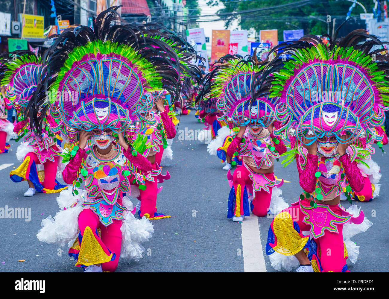 Teilnehmer am Masskara Festival in Bacolod Philippinen Stockfoto