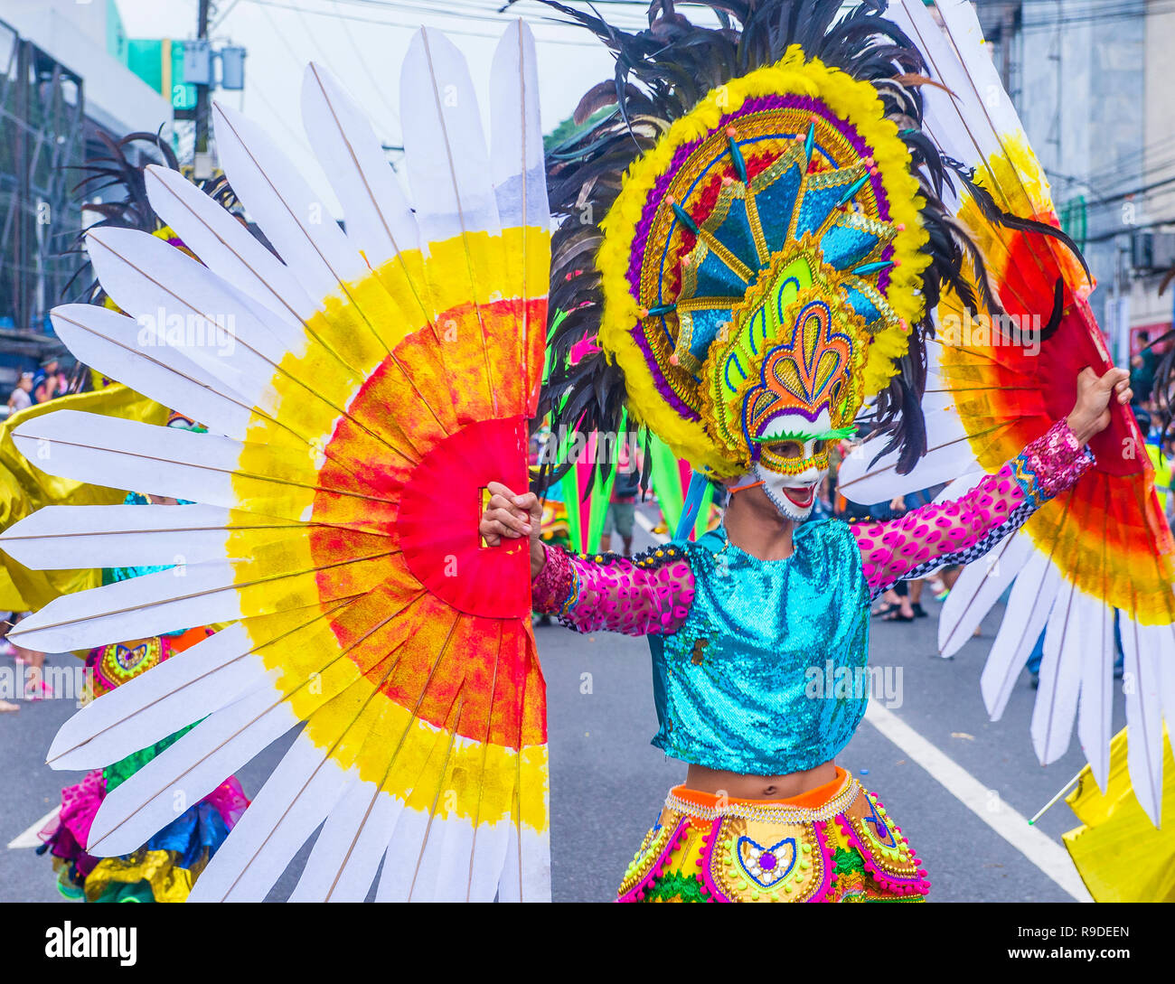 Teilnehmer am Masskara Festival in Bacolod Philippinen Stockfoto