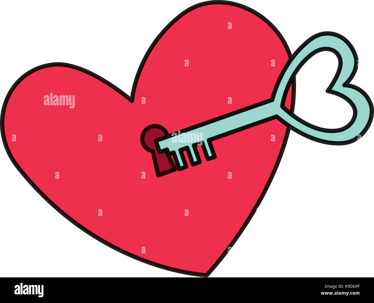 Antike Schlussel Mit Herz Liebe Stock Vektorgrafik Alamy