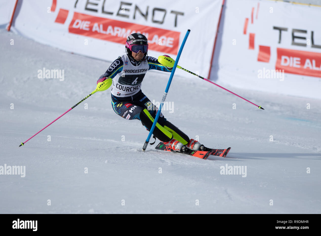 Courchevel, Frankreich. 22. Dez 2018. Frida Hansdotter 3. in Courchevel Frankreich Damen Slalom Audi FIS Alpine Ski World Cup 2019 - Credit: Fabrizio Malisan/Alamy leben Nachrichten Stockfoto
