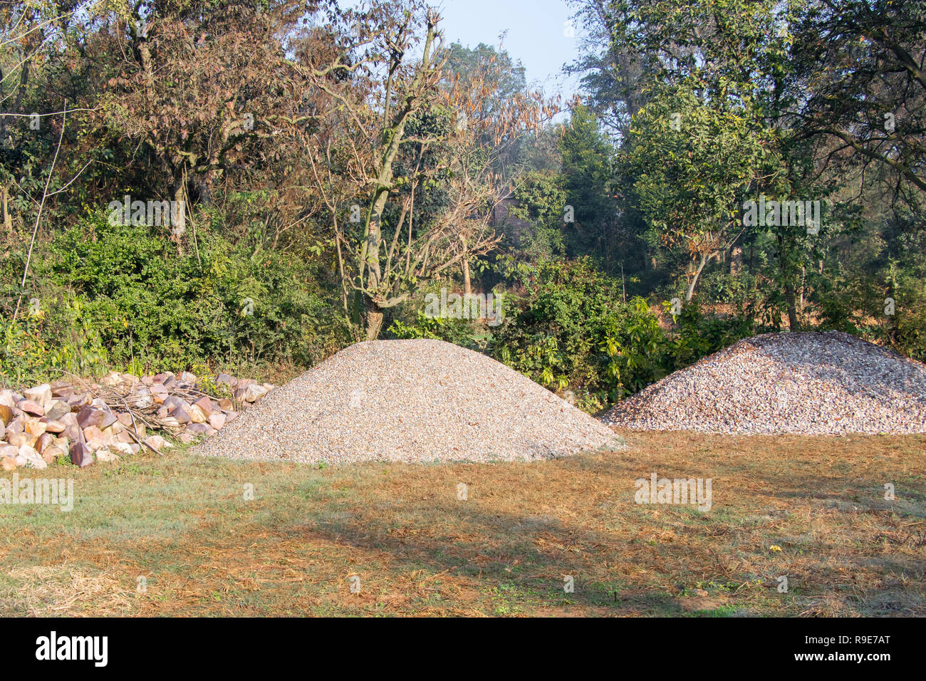 Dump der Baustelle Materie, Sand und Schotter in cunstruction Bereich Stockfoto