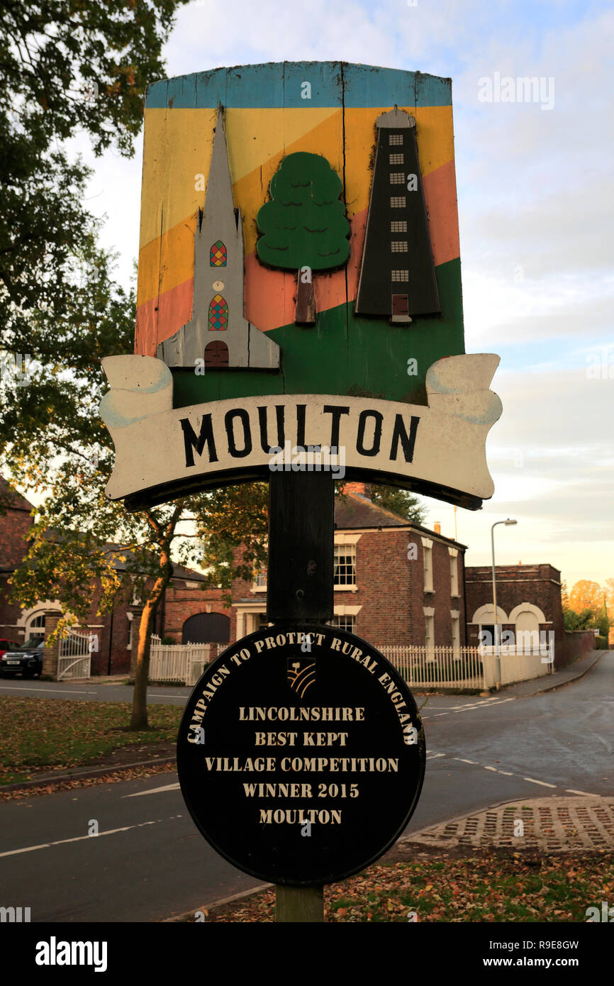 Molton Ortsschild, Lincolnshire, England Stockfoto