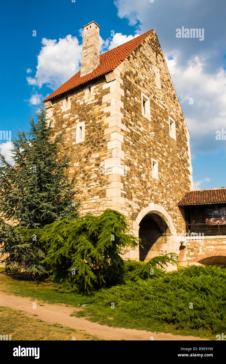 Mittelalterlichen Turm von Budapest Schloss mit roten Dächern, Sehenswürdigkeiten der Stadt Budapest, Ungarn Stockfoto