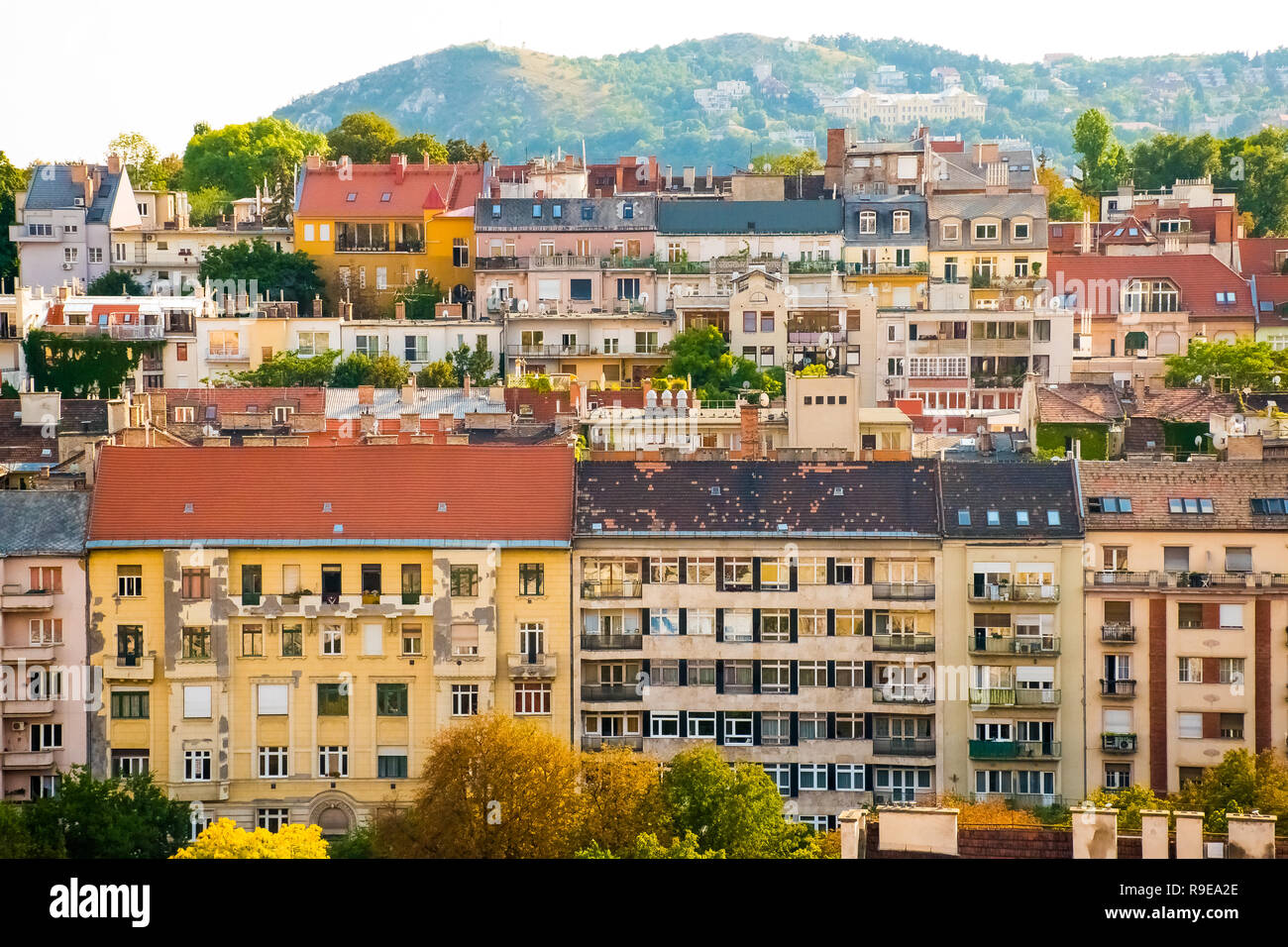 Budapest Panorama vieler Gebäude, Stadtbild der Budapest, Ungarn Stockfoto