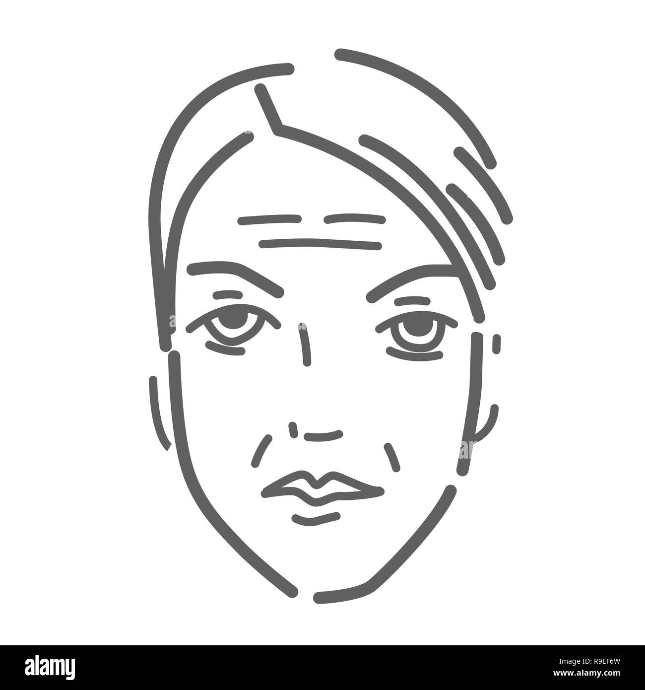 Alte Frau Gesicht Vektor doodle Symbol isoliert auf Weiss, Hand gezeichneten skizzenhaften Stil Stock Vektor
