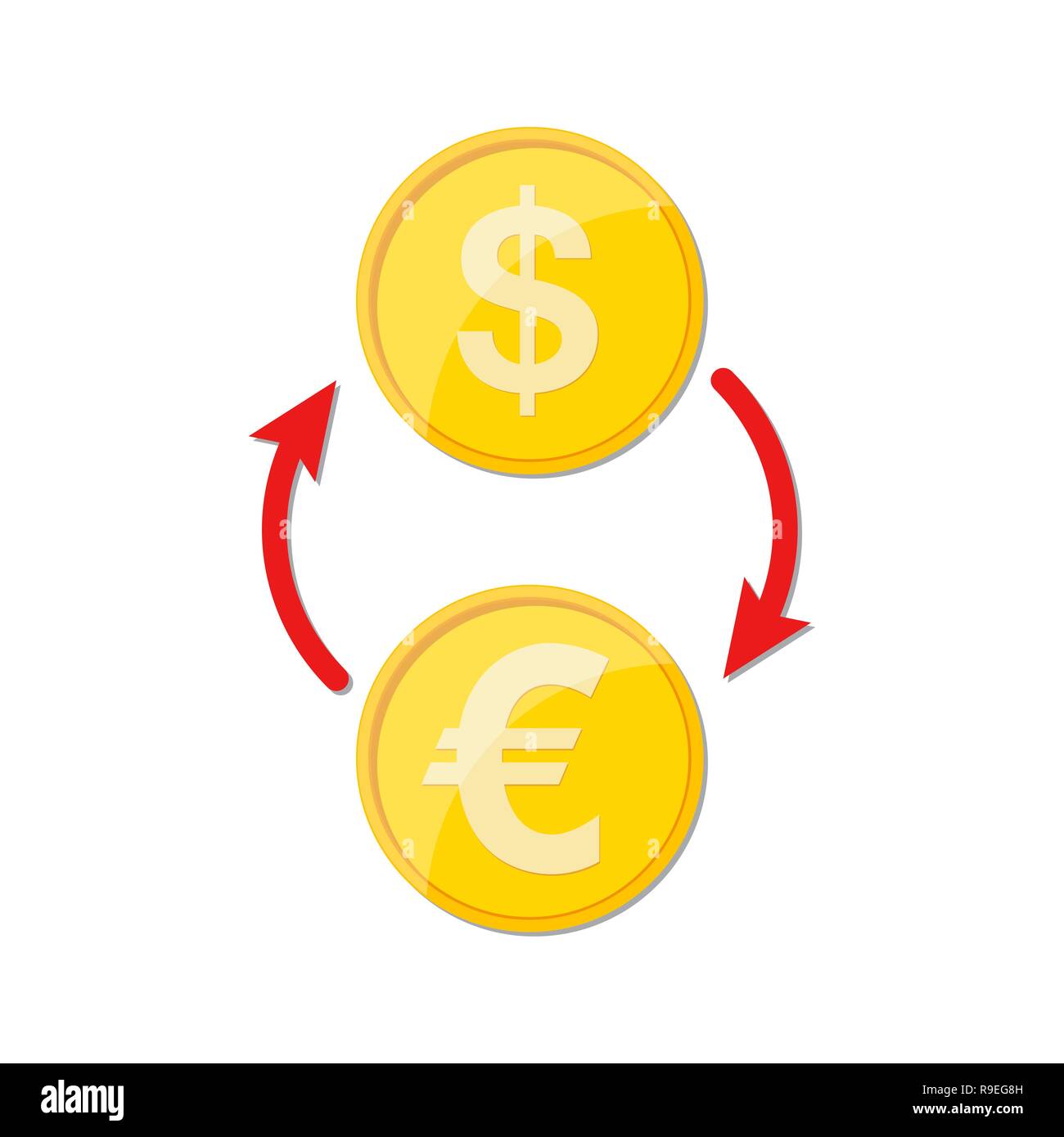 Devisenwechsel Symbol im flachen Stil. Vector Illustration. Geld wechseln Symbol, isoliert. Stock Vektor