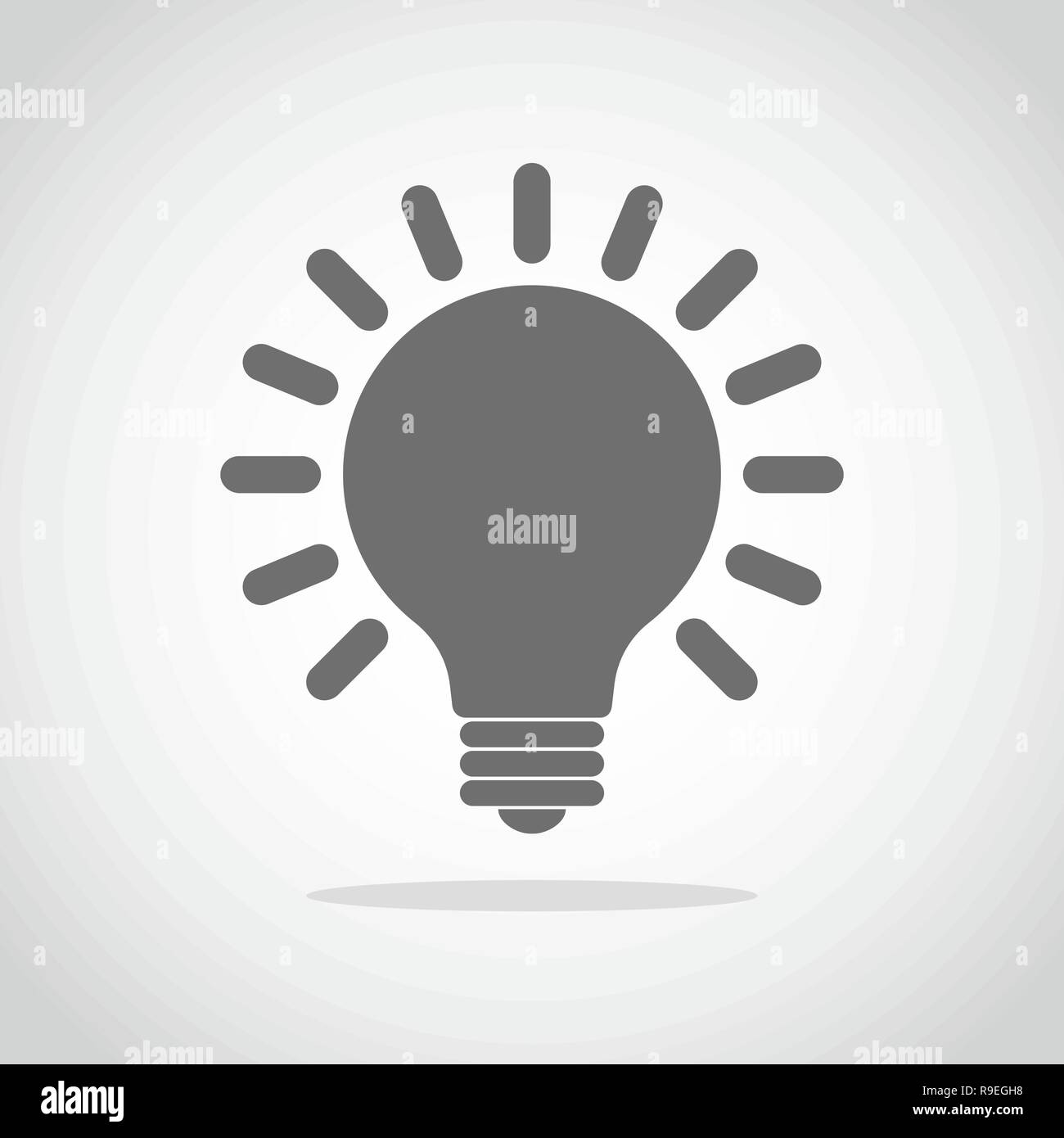 Glühlampe mit im flachen Design. Grau Glühlampe, auf hellen Hintergrund isoliert. Vector Illustration. Stock Vektor