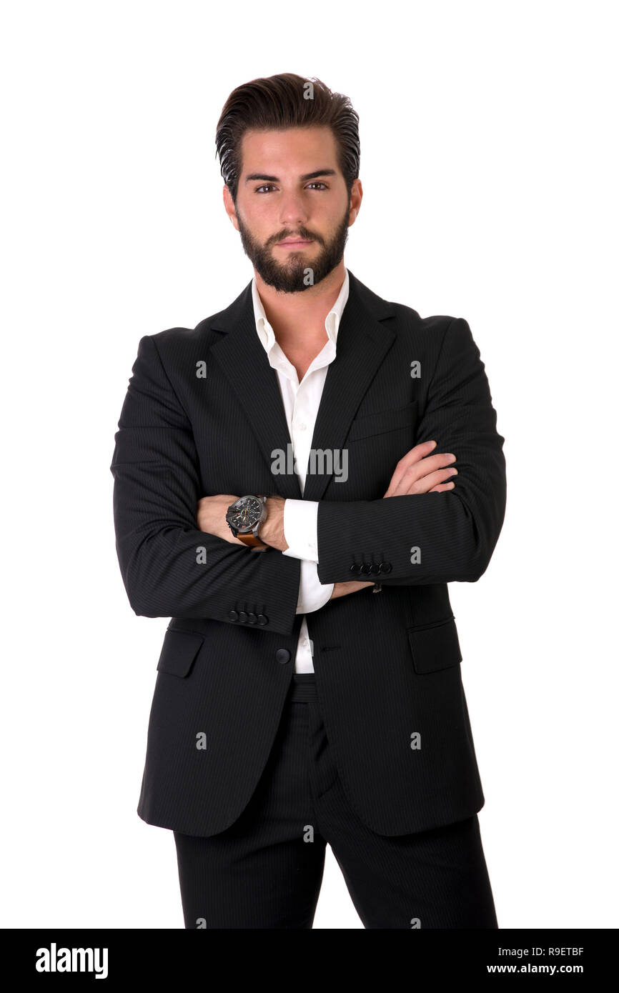 Elegante junge Mann mit Anzug im Studio Stockfoto