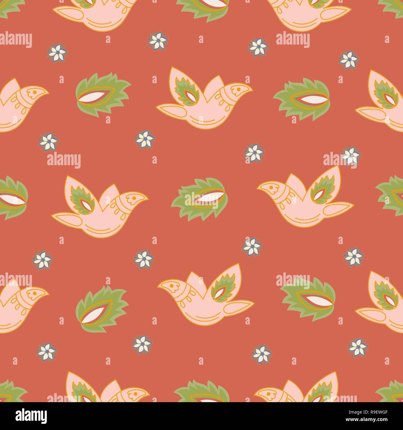 Dekorative Orientalischen Farbe Vektor Nahtlose Muster Rot Vogel Farbe Vektor Illustration Geburtstag Hochzeit Magic Bild Scrapbooking Baby Buch Digitale Pr Stock Vektorgrafik Alamy