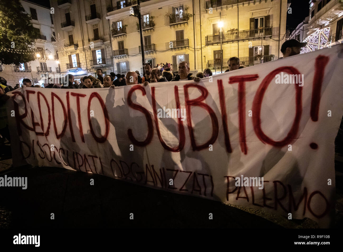Demonstration gegen Arbeitslosigkeit in Palermo Stockfoto