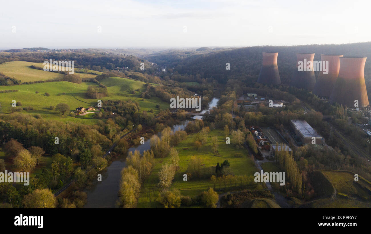 Luftaufnahme von Brachflächen und Greenbelt Gehäuse Entwicklung Standort Großbritannien 2018 Stockfoto