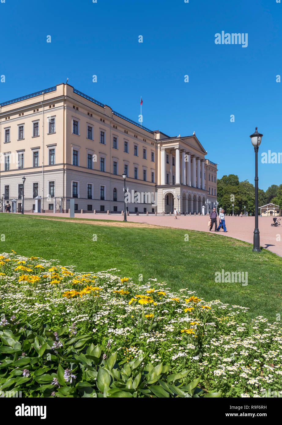 Der Königliche Palast (Det Kongelige slott), Slottsparken, Oslo, Norwegen Stockfoto