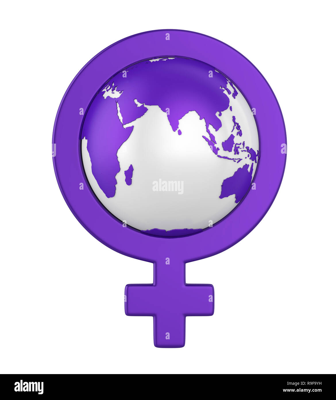 Weibliche Geschlecht Symbol mit Kugel (Women's International Tag Konzept) Stockfoto
