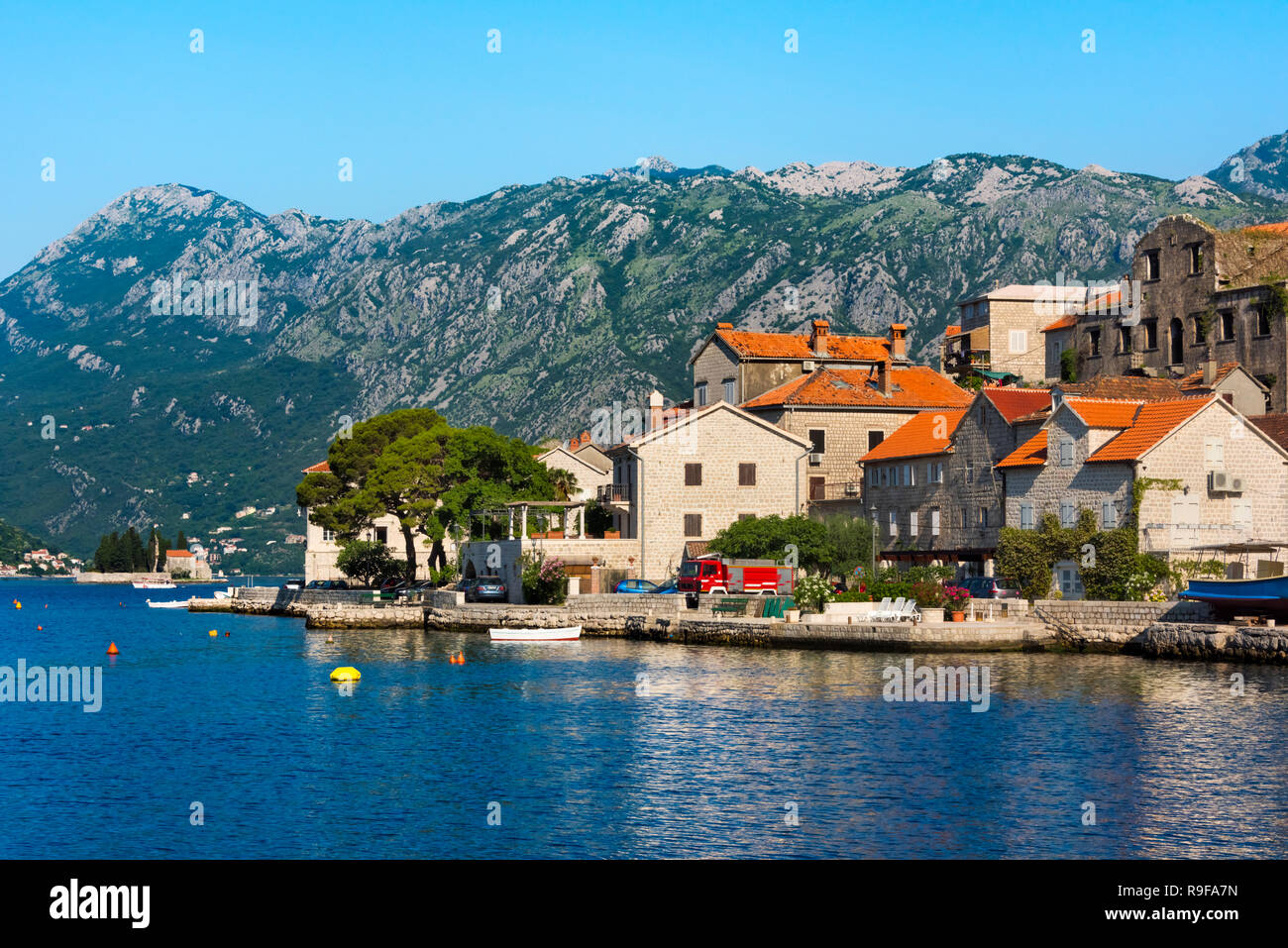 Perast an der Bucht von Kotor, Montenegro Stockfoto