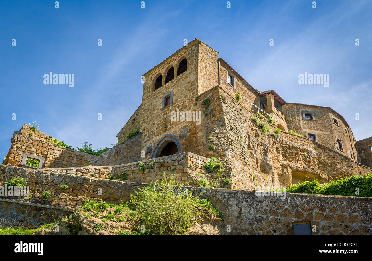Civita di Bagnoregio Festung - Sehenswürdigkeiten der Toskana. Italien. Stockfoto
