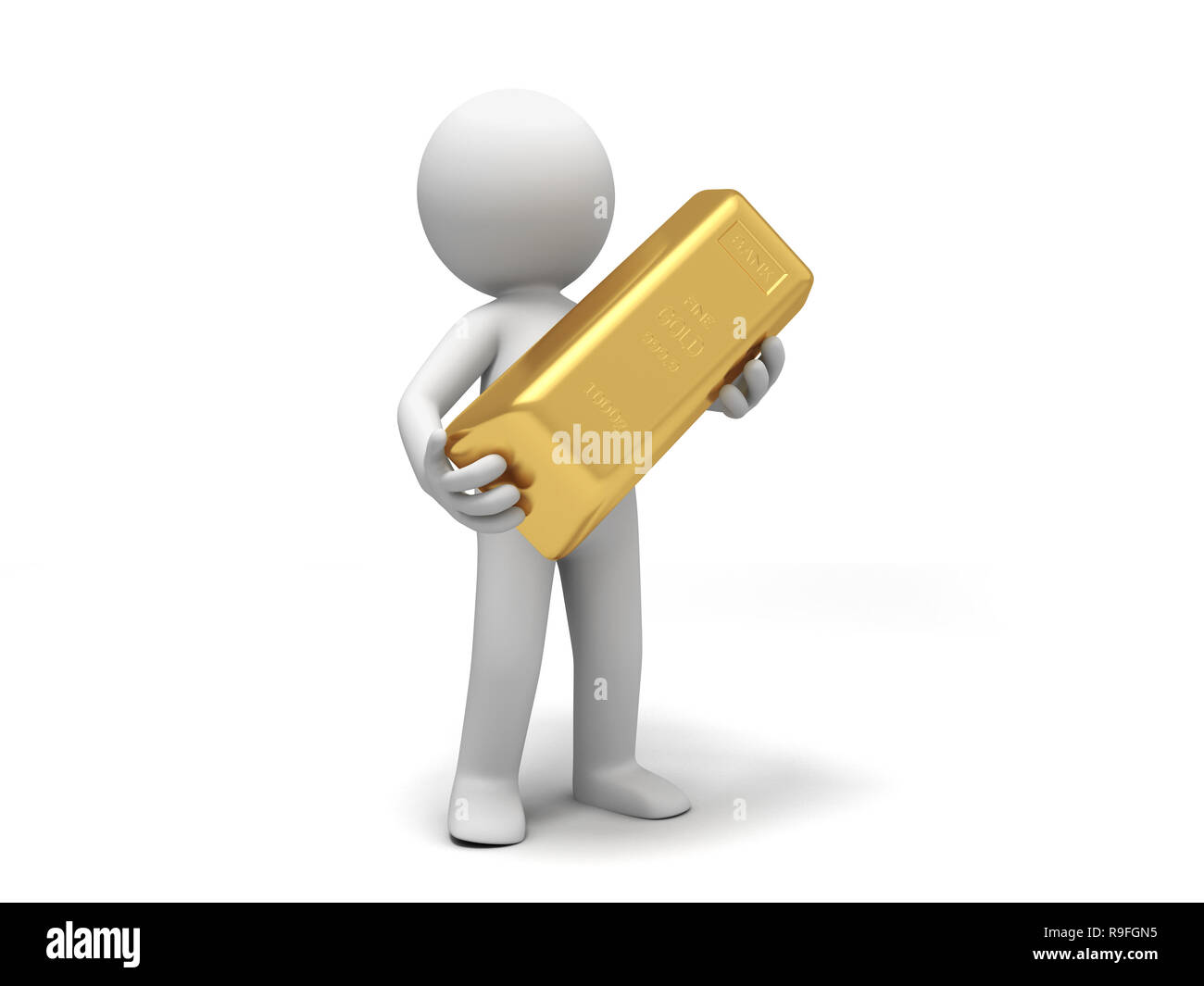 Gold, Geld, ein Volk mit einem Gold Brick Stockfoto