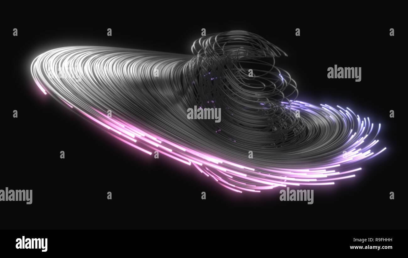 Schwarz Strings mit leuchtendem Pink Köpfe in Dunkel. 3D-Darstellung Stockfoto