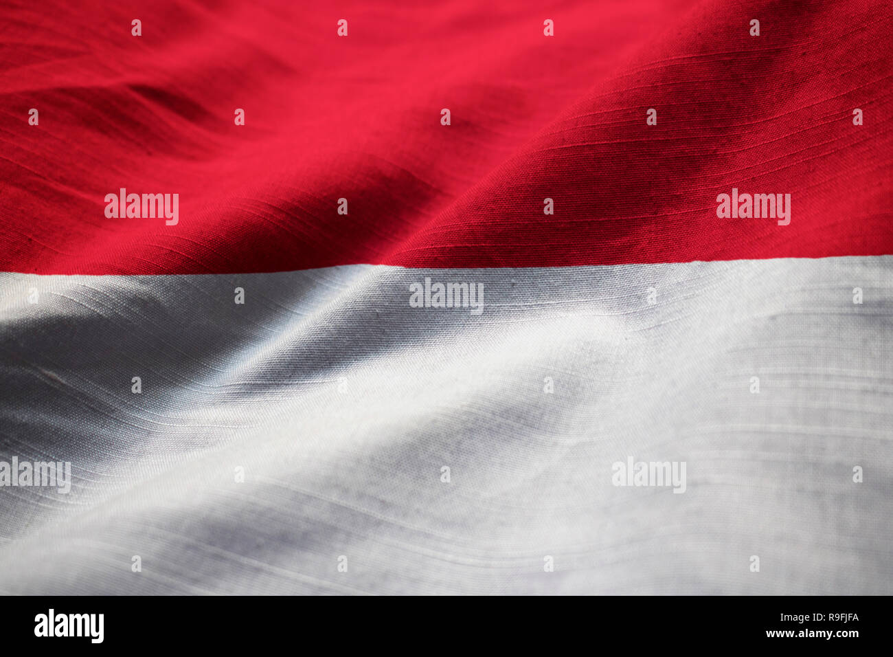 Nahaufnahme von gekräuselten Indonesien Flagge Indonesien Flagge weht im Wind Stockfoto