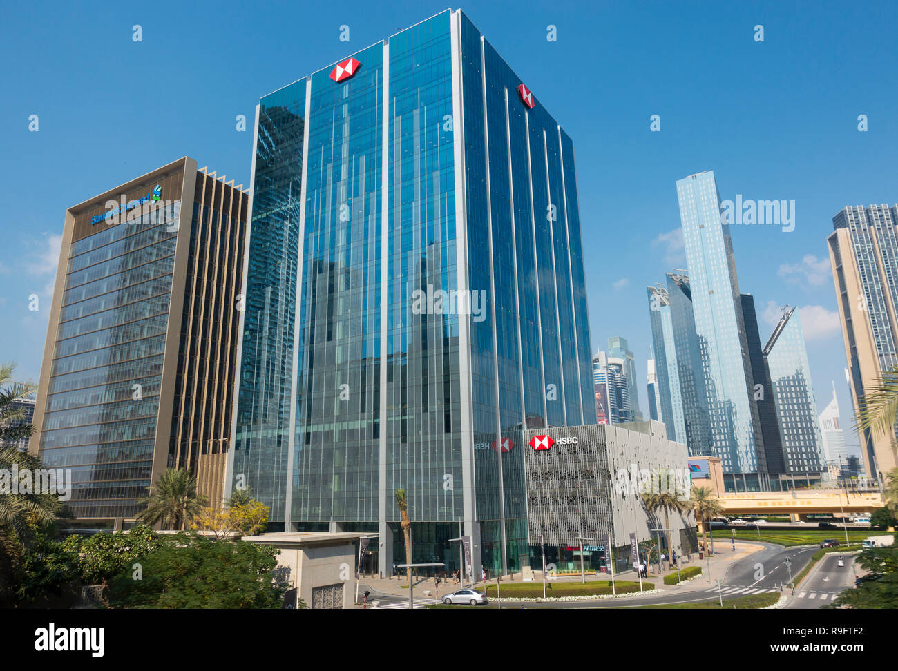 Bürogebäude auf Emaar Square Business District in Downtown Dubai, Vereinigte Arabische Emirate Stockfoto