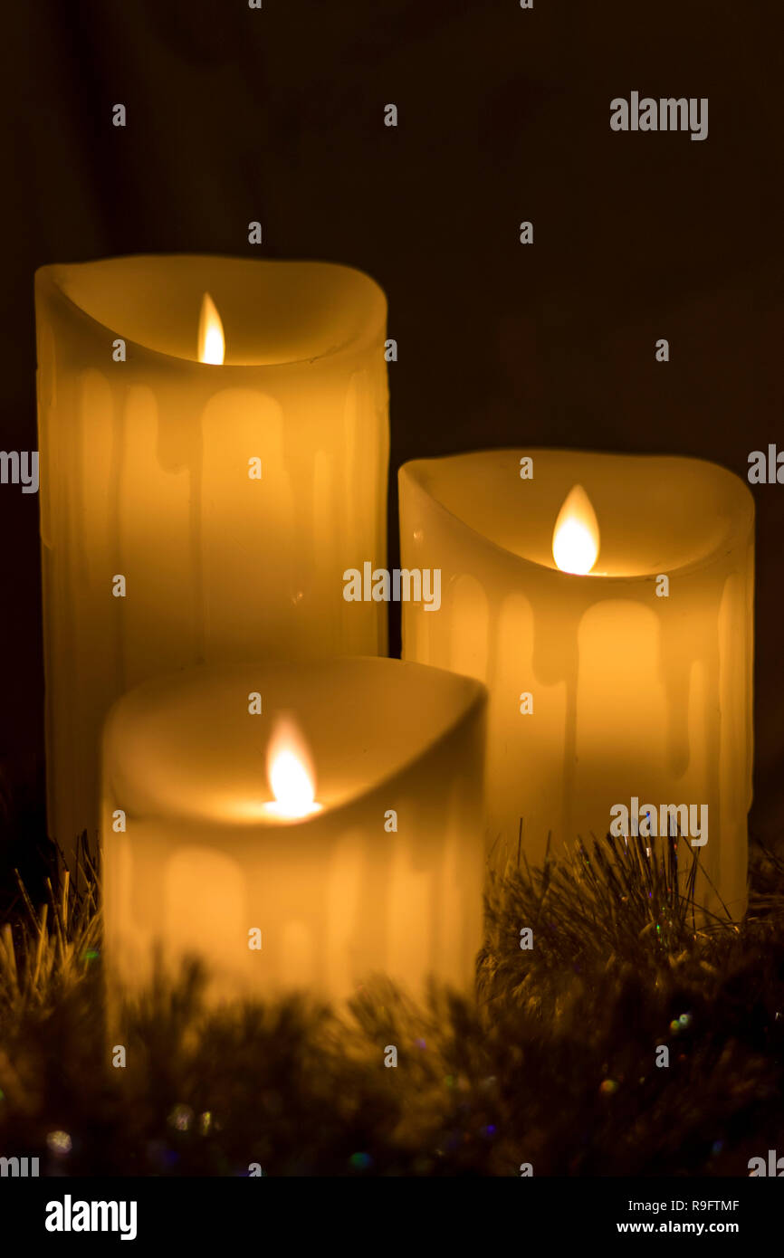 Weihnachten mit Kerzen beleuchtet Stockfoto