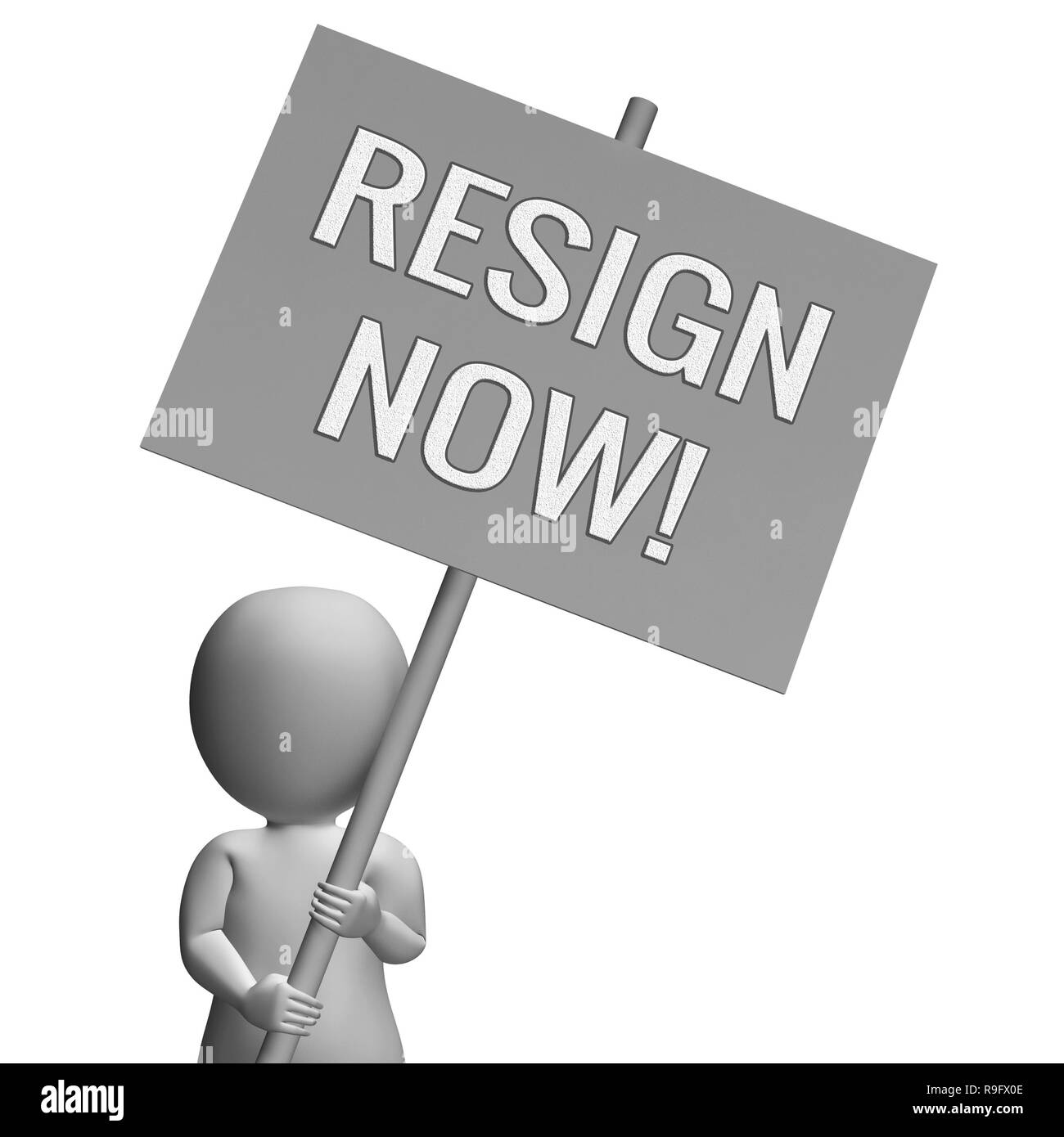 Rücktritt Jetzt Anmelden bedeutet Beenden oder Entlassung von der Regierung oder der Präsident. Protest gegen Korruption Aufschrei Entlassung Stockfoto
