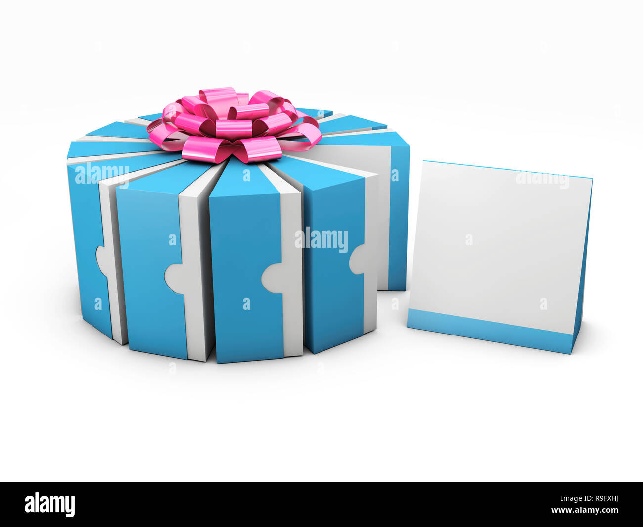 Weiß Blau Kartons für Kuchen oder Torte, 3D-Darstellung Stockfoto