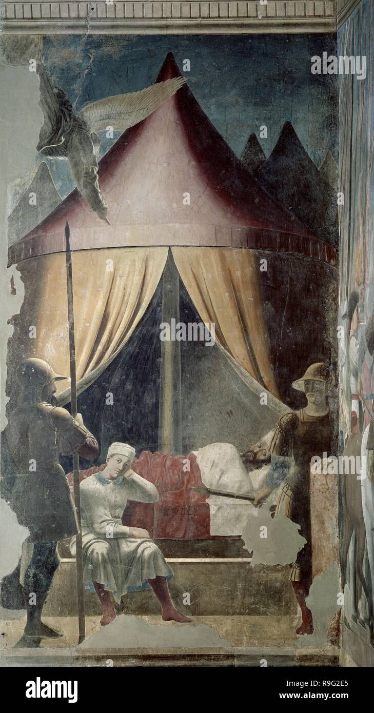 Der Traum von Constantine, aus der Legende des Wahren Kreuzes Zyklus - 1464 - 329 x 190 cm Fresko. Autor: FRANCESCA, Piero della. Lage: Iglesia de San Francisco. Arezzo. ITALIA. Stockfoto