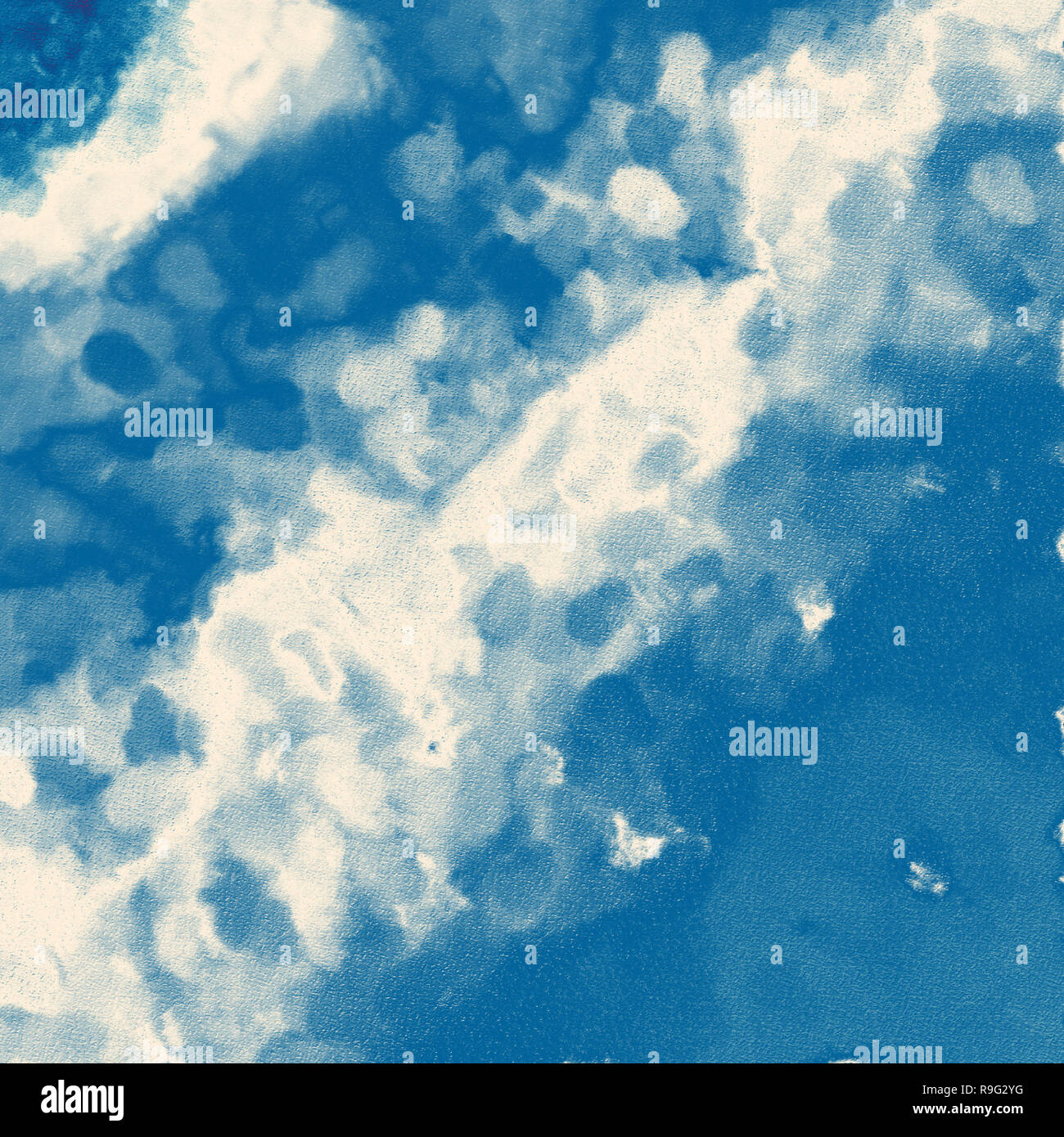 Weiß Blau aquarell Farbverlauf Hintergrund. Bunte digitale Illustration simulieren echte Aquarell mit Papier Textur. Stockfoto