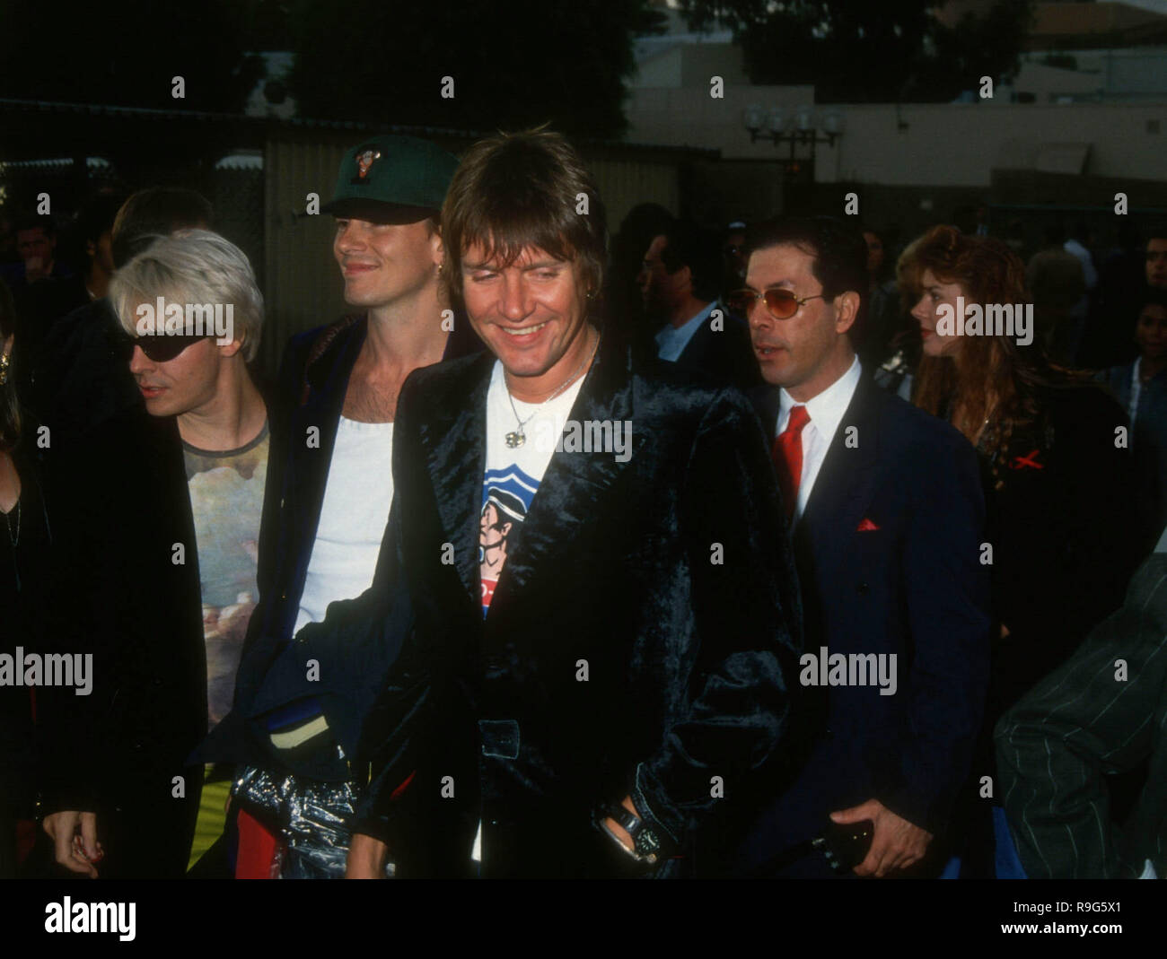 BURBANK, CA - 5. JUNI: (L-R) Musiker Nick Rhodes, John Taylor und Simon Lebon von Duran Duran der zweiten jährlichen MTV Movie Awards am 5. Juni 1993 an die Walt Disney Studios in Burbank, Kalifornien. Foto von Barry King/Alamy Stock Foto Stockfoto