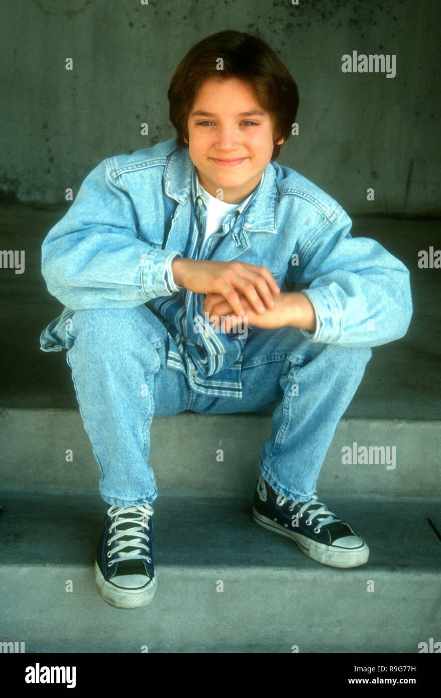 LOS ANGELES, Ca - 6. JUNI: (exklusiv) Schauspieler Elijah Wood stellt bei einem Fotoshooting am 6. Juni in Los Angeles, Kalifornien 1993. Foto von Barry King/Alamy Stock Foto Stockfoto