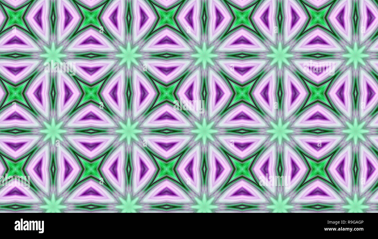 Abstrakte farbenfrohe Hypnotischen symmetrische Muster dekorative Dekorative Kaleidoskop Bewegung geometrischen Formen Kreis und Star Stockfoto