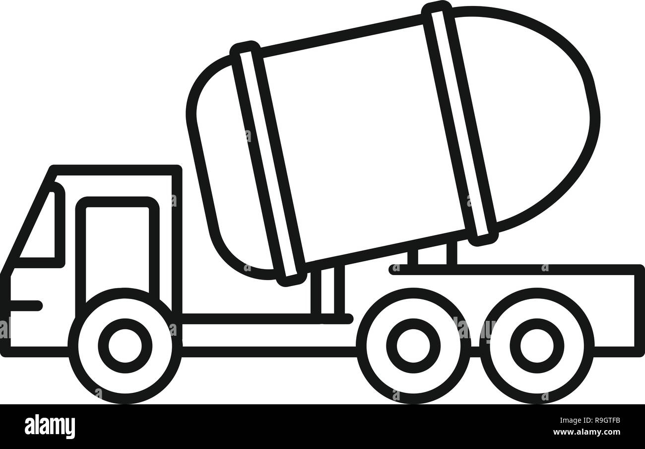 Zement lkw-Symbol. Umrisse Betonmisch-LKW Vektor Symbol für Web Design auf weißem Hintergrund Stock Vektor