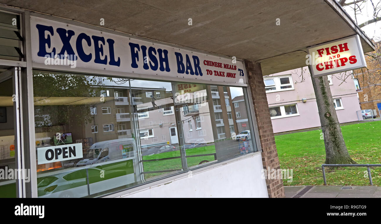 Excel Fisch Bar, 73 West Street, Bridgwater, Somerset, South West England, UK, TA6 3RH - Arbeitsblatt Abendmahl bar und Fast Food Stockfoto